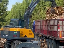 宝鼎抓木机，用于造纸厂原材料抓取装卸