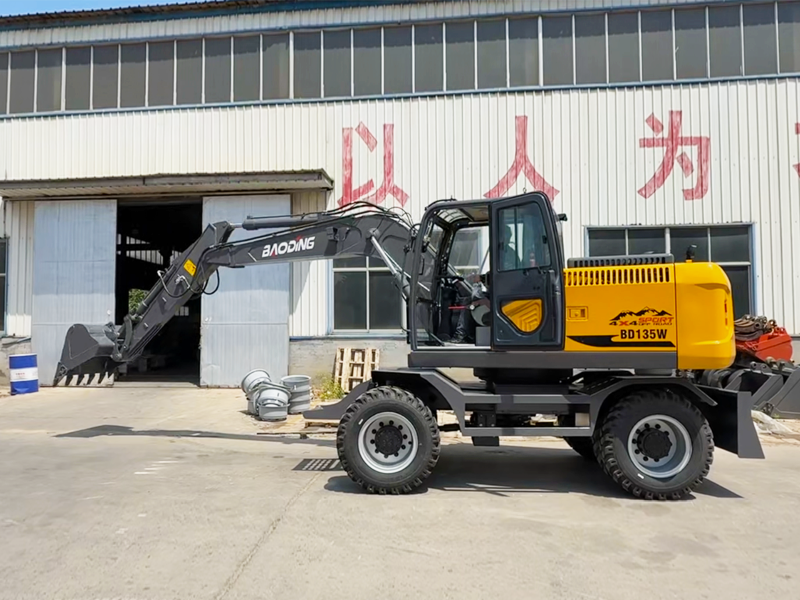 宝鼎BD135轮式挖掘机，无气路+碟刹桥