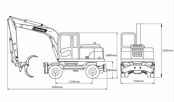 宝鼎95抓木机尺寸图