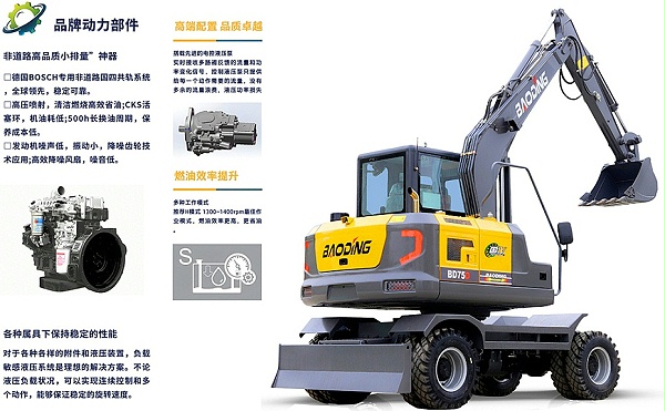 宝鼎BD75小型轮式挖掘机 
